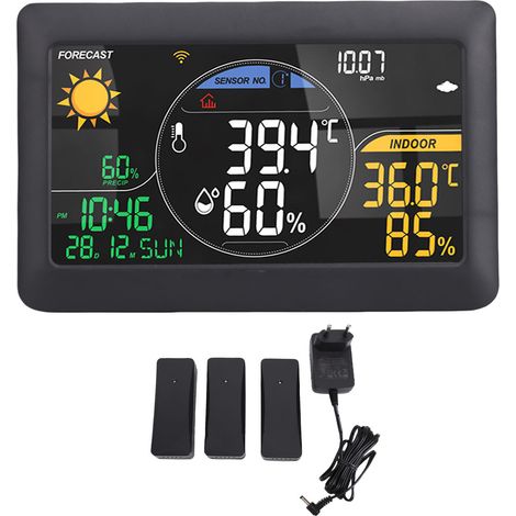 Termometro e igrometro per interni ed esterni, Wi-Fi, wireless, schermo LCD, digitale, temperatura, umidità, stazione meteorologica domestica (1/5)