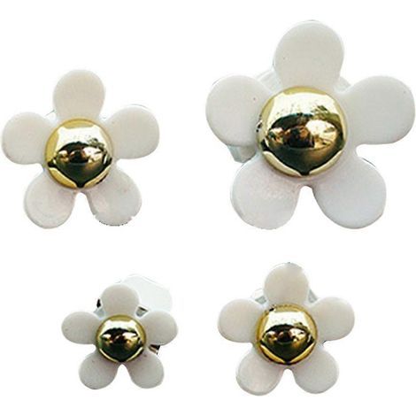 Lot de 4 décorations pour grilles d'aération de voiture, petites marguerites, diffuseur de parfum, décoration intérieure de voiture-4pcs-White (1/2)