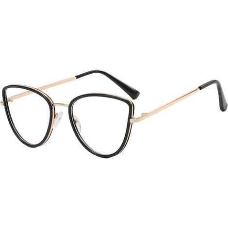 Lunettes de travail anti-lumière bleue, design moderne, protection UV385, verres transparents, noires et dorées, écran (1/5)