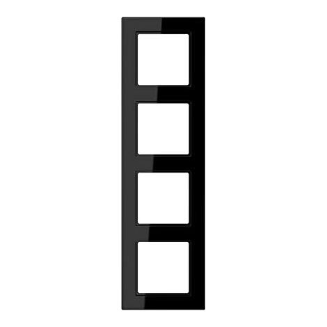 Jung Cadre quadruple, A 550, Thermoplast, noir, montage vertical et horizontal A 5584 BF SW