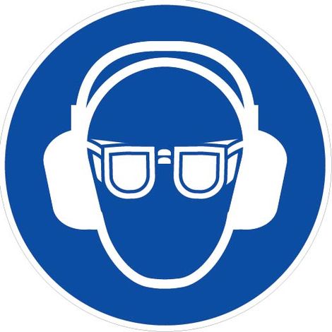 Panneau Obligation de porter des lunettes et un casque anti-bruit - Rigide Ø180mm - 4041377