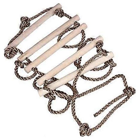Échelle de corde pour enfants Équipement de jeu d'extérieur en forme d'échelle d'arbre Échelle en bois pour slackline avec crochets à ressort Échelle de corde à bascule