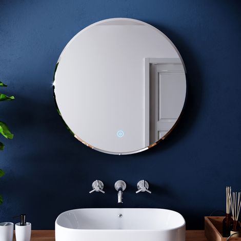 ELEGANT Round Illuminated LED Bathroom Mirror Touch Sensor + Demister 600 600 mm (1/5)