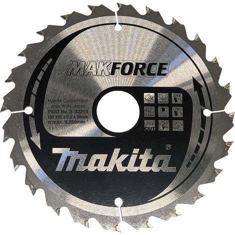 LAMA AL TUNGSTENO PER LEGNO 165MM FORO 30mm 24 DENTI MAKITA B-32219