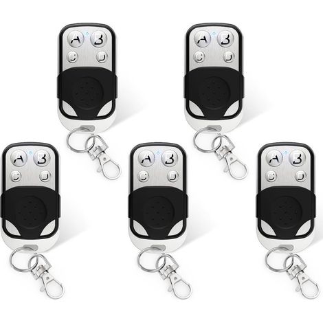 Télécommande universelle de porte de garage 433 MHz (5 pièces) pour ouvre-porte de garage à 4 boutons et couvercle coulissant, pour portail, porte de garage et volets roulants.