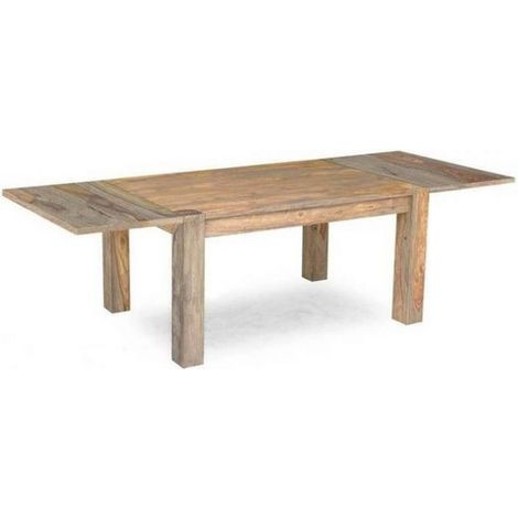 Esstisch mit Ansteckplatten Sheesham 180-220/260x90x76 grau geölt NATURE GREY 305