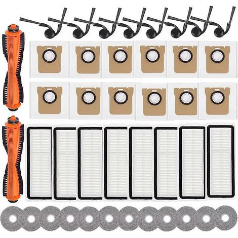 Pour aspirateur robot Xiaomi 5 Pro/OV21CN : lingettes de nettoyage, sacs à poussière, filtre HEPA, brosse latérale, brosse principale de rechange (1/5)