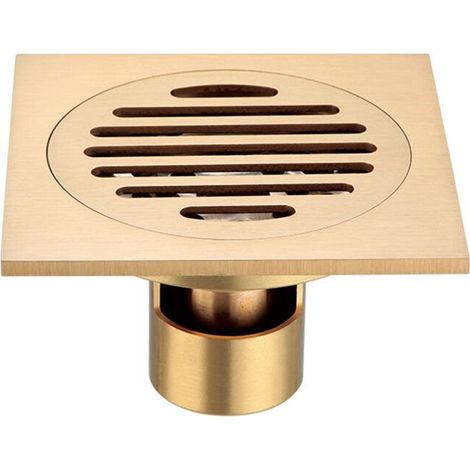 Square brass shower drain, square stainless steel floor drain, odor-proof for bathrooms, large diameter (1/5)
