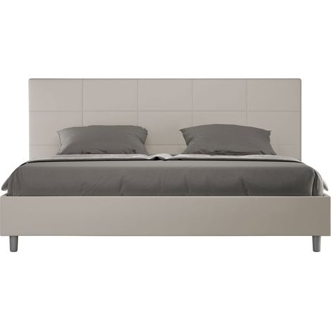 Letto matrimoniale king size contenitore imbottito 180x190 similpelle tortora Mika