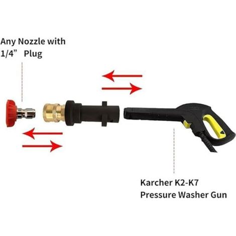 Adaptateur lance nettoyeur haute pression - 1 pièce, raccord femelle rapide 1/4" - Convient pour Kärcher K2 K3 K4 K5 K6 K7 Corvina (1/5)