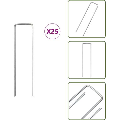 Bodenplanen - vidaXL Bodenanker U-Form 25 Stk. 15x3,5 cm Verzinkter Stahl - Schutzfolie (1/5)