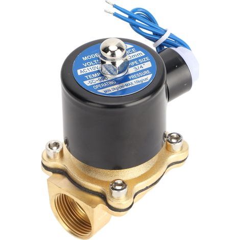 2-W-Elektromagnetventil aus Messing und Gummi, normalerweise geschlossen für Wasser und Gas, 110 V Wechselstrom, 3/4 Zoll, 20 mm Gewinde (1/5)