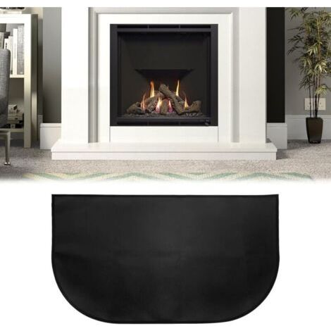 Tapis de Cheminée, Tapis De Protection Anti Feu, Tapis Ignifuge Devant De Cheminee, Tapis Anti Feu Devant Cheminee, Demi-Rond pour Cheminée, Poêle, Barbecue, Noir (102x50) (1/5)