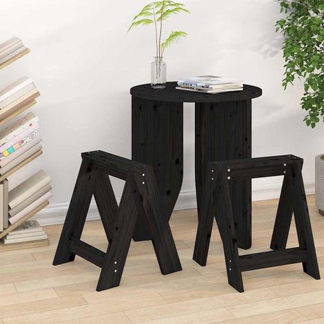 Lot de 2 Tabourets Moderne - Tabourets de bar Chaises de bar Noir 40x40x45 cm Bois massif de pin BV931642 - BonneVie (1/5)