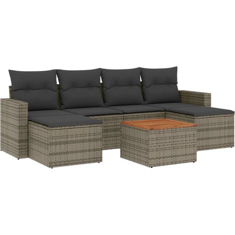 Maison Exclusive - 7-tlg. Garten-Sofagarnitur mit Kissen Grau Pol