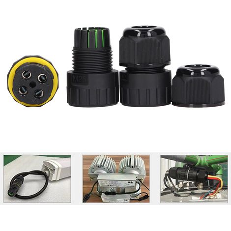 Packung mit 2 M25-Vierpol-Hochleistungs-Kupferklemmenblöcken IP68 für LED-Netzteile, für den Außenbereich, 10–14 mm (1/5)