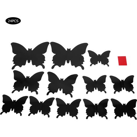 24 Autocollants Murales Papillons Noirs en 3D pour Décoration Salon (1/5)