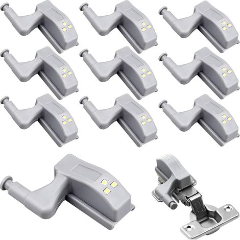 10 warmweiße Scharnierleuchten, 12 V, 23-A-Batterien, für Küchenschränke, Möbel und Innentüren