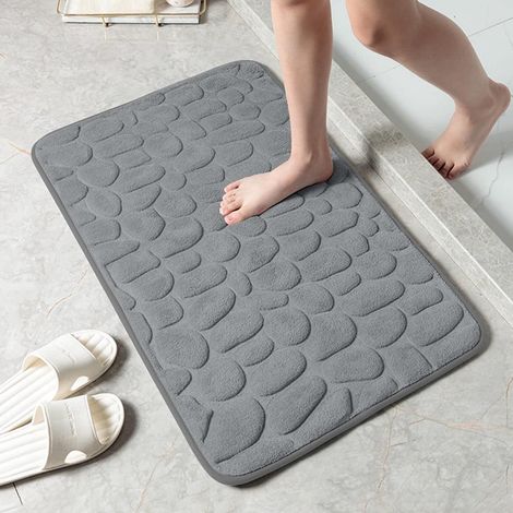 Tapis de bain en mousse à mémoire de forme, tapis de bain effet pavés, tapis de bain ultra-absorbants et lavables en machine (1/5)