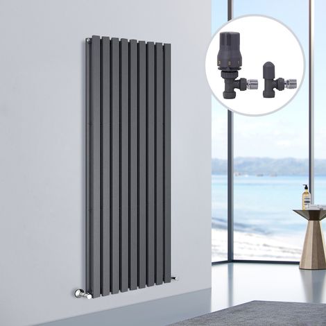 Designer Radiator D Shape Flat Panel Rad Central Heating Rads 1800x620mm Double Anthracite (1/5)