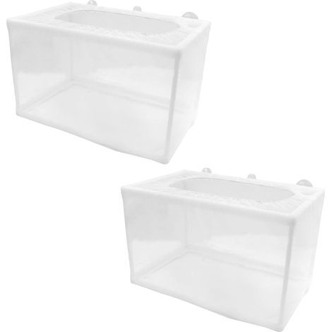 2-Piece Aquarium Breeding Net, 26x15x15 cm with 6 Suction Cups, Protection for Sick Fish Fry (1/5)