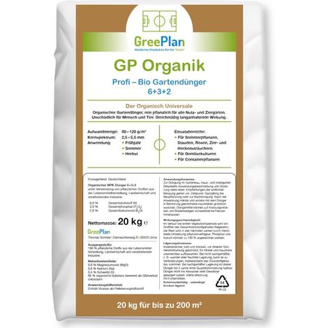 GreenPlan GP Organik 25 kg : engrais de jardin, engrais universel, engrais naturel, engrais professionnel