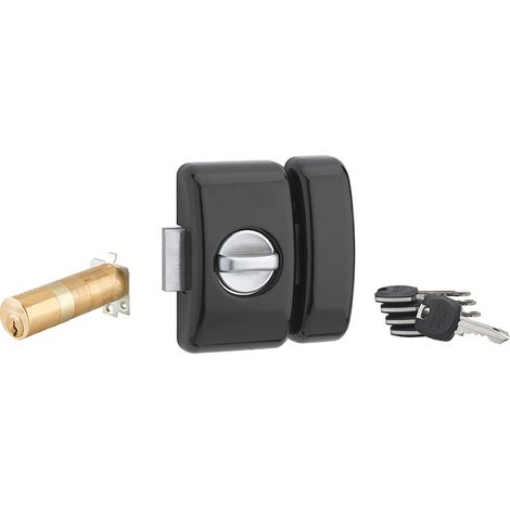 THIRARD - Verrou à bouton Universel ajustable pour entrée, HG 5+, dim. cylindre de 35 à 80mm, acier, 5 clés, epoxy noir - THIRARD