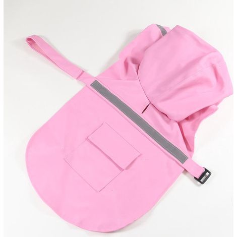 Manteau imperméable pour chien ajustable rose clair avec capuche réfléchissant, taille S/M, vêtement de pluie pour petit, moyen et grand chien (1/5)