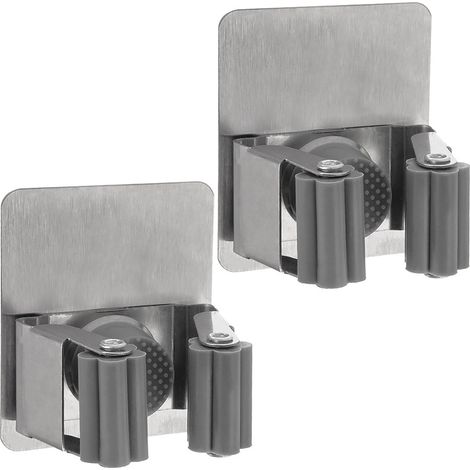 Support en acier auto-adhésif pour balai, serpillière et outils, 2 pièces. (1/5)