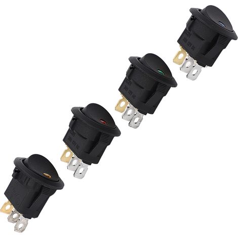 20 pièces interrupteur à bascule 3 broches 2 positions 12V bascule marche/arrêt ABS rond avec LED pour Machine (1/5)