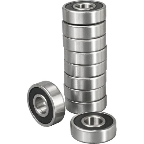 10pcs 6000RS Ball Bearings 10 x 26 x 8 mm Chrome, Ball Bearings 6000 2RS Double Shielded Carbon Steel (6000RS 10pcs) (1/5)