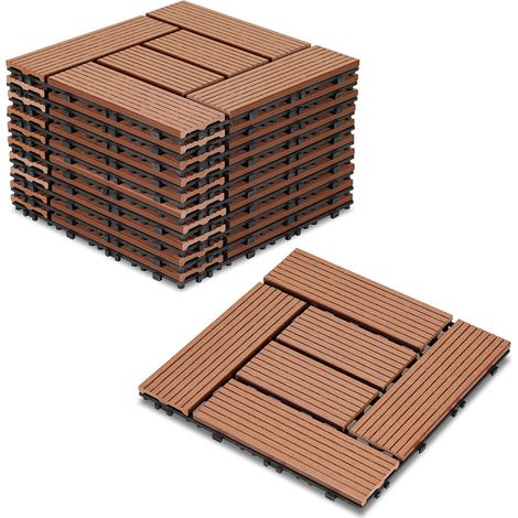 Jiubiaz 110 baldosas para terraza de 10 m², con clip, 30 x 30 cm, para exterior, para terraza y jardín, color marrón
