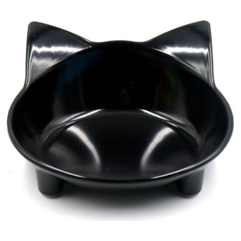 Pair Bol pour chat noir, antidérapant, ergonomique pour le confort des moustaches. (1/5)