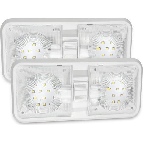Lámpara de techo LED MERTTURM de 12 V para autocaravanas (blanco natural 4000-4500 K), 48 LED para interior de coche con interruptor de encendido/apagado, 1000 LM de doble cúpula para caravanas, autoc (1/5)