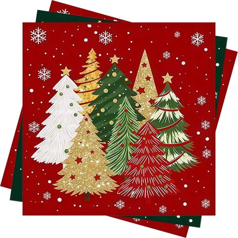 Serviette Papier Noel 40 Pièces 33 cm, Decoration Table Noel 4 Motifs (1/5)