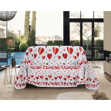 Telo Arredo Made in Italy in Cotone Grandfoulard Copritutto Copridivano Copriletto-Teli Sofà Arredatutto-Drappeggio-Arazzo-Copridivano Grand Foulard Letto Singolo - Mongolfiera Rosso (1/4)