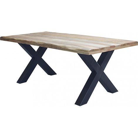 Tavolo rettangolare con piano in legno mango e struttura in metallo 200x100xH77 cm Conrad