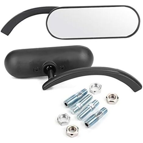Espejo retrovisor ovalado para motocicleta, espejo de cristal con carcasa y vástago de aluminio, juego de 2, mini espejo retrovisor ovalado negro para Honda Shadow 600/750/1100 Ace (1/5)