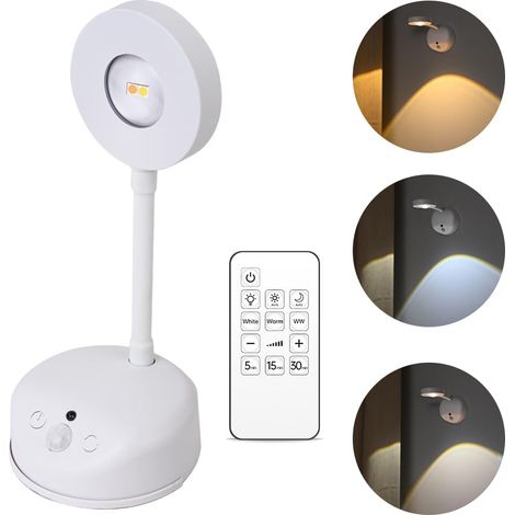 Applique Murale Interieure, Lampe Murale à Capteur LED, Applique Murale Rechargeable USB, 3 Modes d'éclairage 3 Températures, Télécommande Minuterie, pour Chambres Armoires Expositions d'art (1/5)