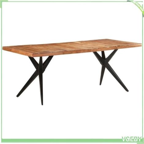 Table de salle à manger - 323571 - 200 x 90 x 76 cm - Bois d'acacia massif - Pieds acier enduit de poudre (1/5)