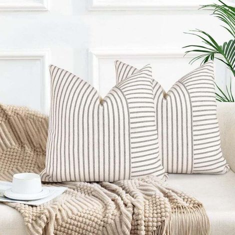 Set di 2 federe per cuscini 45x45 cm, stile boho, grigie.