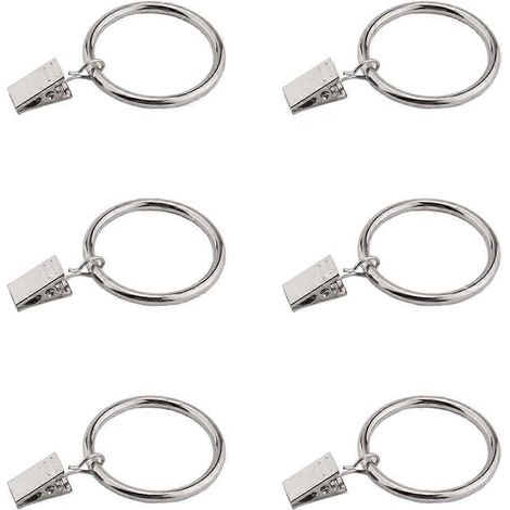 Anneaux de rideaux argentés avec crochet, lot de 30 pinces métalliques antirouille pour rideaux/suspensions avec œillets. (1/5)