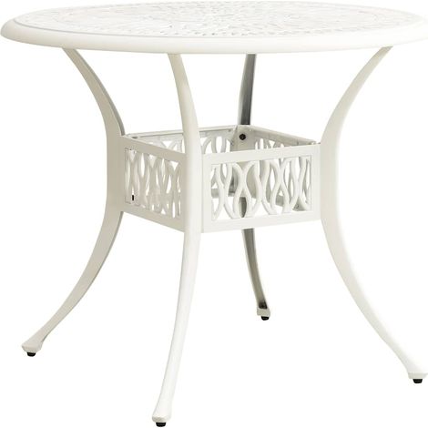 Table d'extérieur Table de salon de jardin - Blanc 90x90x74 cm Aluminium coulé BV704897 - BonneVie (1/5)