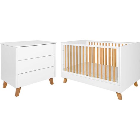 Lit évolutif 70x140 et commode 3 tiroirs Novelies Zara Blanc (1/5)