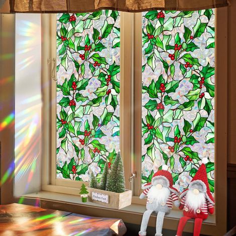 Sticker Fenêtre Noël - PVC Électrostatique Double Face Détachable - Décor Festif Maison Bureau - 43 x 100 cm (1/5)