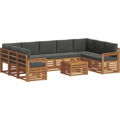 Conjunto de sofás de exterior 10 uds. Natural y Antracita vidaXL (1/5)