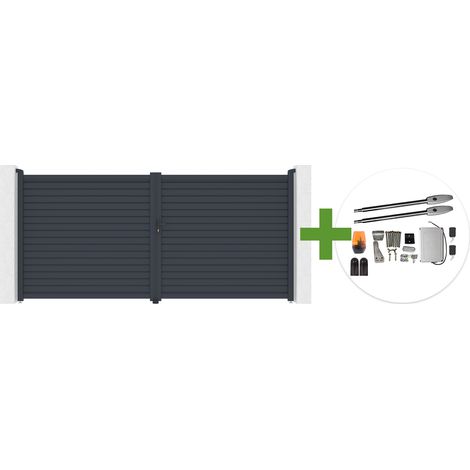 CALANCIA 4 m H. 180 cm Schwingtor, graues Aluminium + TANKER B250 Motor