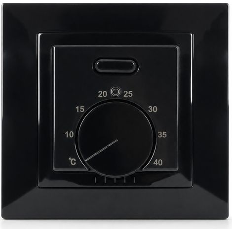 Thermostat mécanique pour chauffage au sol électrique, noir MK05, 16 A, avec capteur et température réglable (1/5)