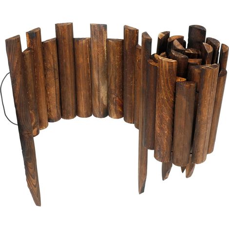 Clôture de jardin en bois brûlé, finition bois brûlé, 35 cm, hauteur 120 cm, bordure décorative flexible K650A01 (1/4)