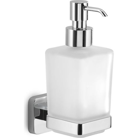 Dispenser Sapone Da Muro Cromato In Acciaio Inox, Cromall E Vetro Satinato  Tahiti